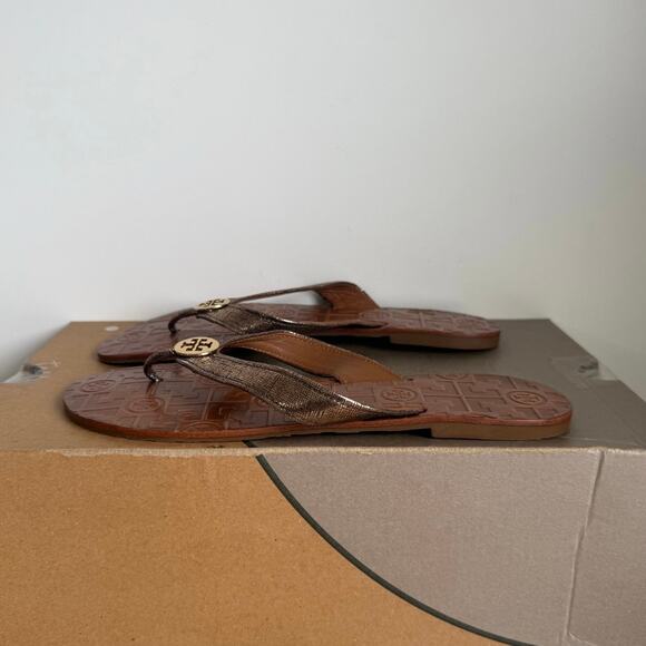 Tory Burch Thor’s ‘Rose Gold’ Leather Women Thong Sandals- SZ 8 - Picture 4 of 8